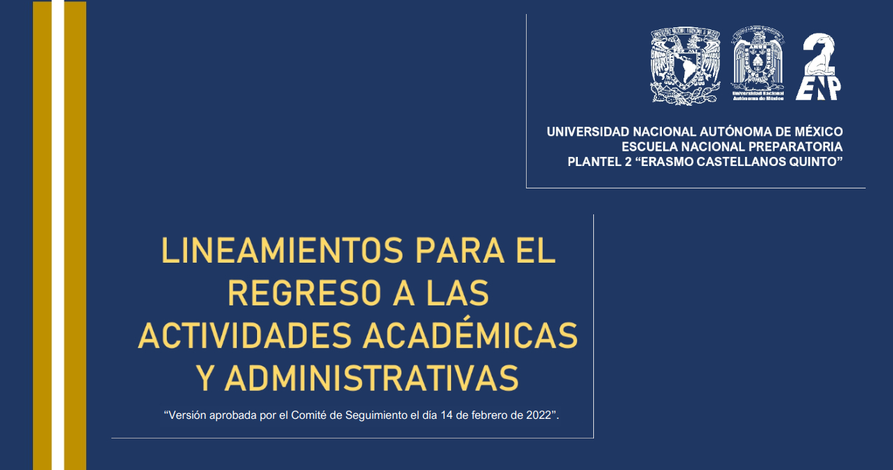 Lineamientos para el regreso a las actividades académicas y administrativas